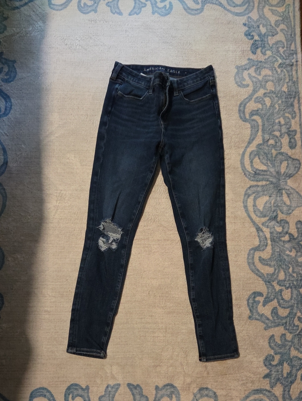 American Eagle Outfitters Dark Indigo Ripped Skinny Jeans